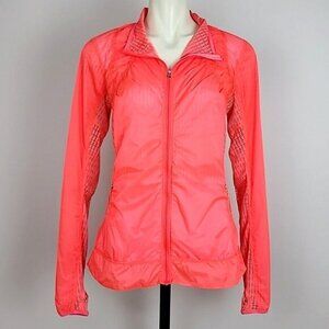 Lululemon Run Nothing To Hide Jacket Flash Coral Pink Mesh Panels Back Size 8